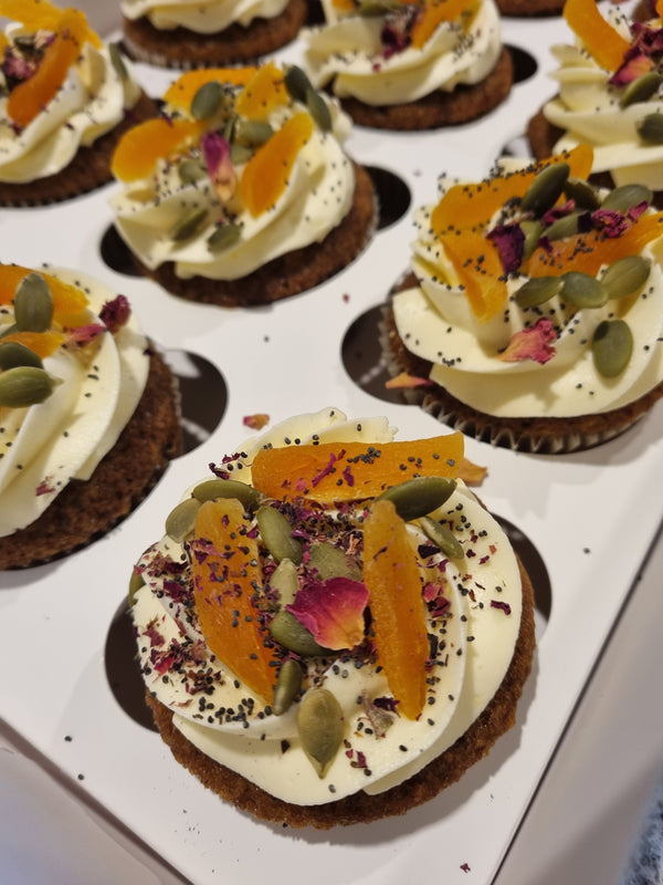 Cupcakes - 12 x Carrot and Walnut with Cream Cheese Frosting