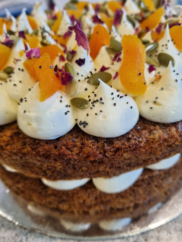 CARROT AND WALNUT* CAKE GLUTEN FREE* (DAIRY FREE Option)