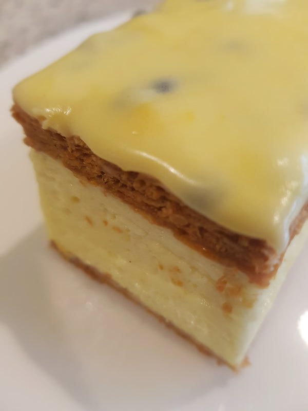 Vanilla Slice with Passionfruit Icing